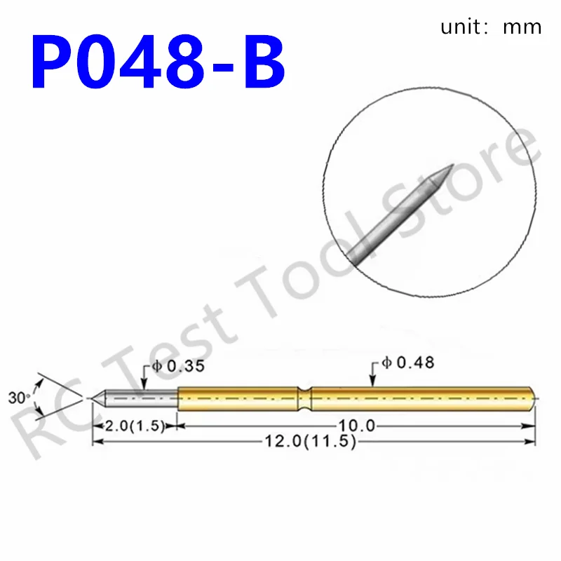 

20/100 шт. P048-B пружинный тестовый щуп Pogo Pin игольчатый рукав щуп длина рукава 12 мм игольчатый пружинный тестовый игольчатый щуп P048-B1