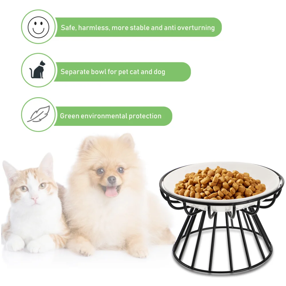 

1 Set Ceramic Cat Bowl Creative Elevated Pet Puppy Bowl with Raised Stand