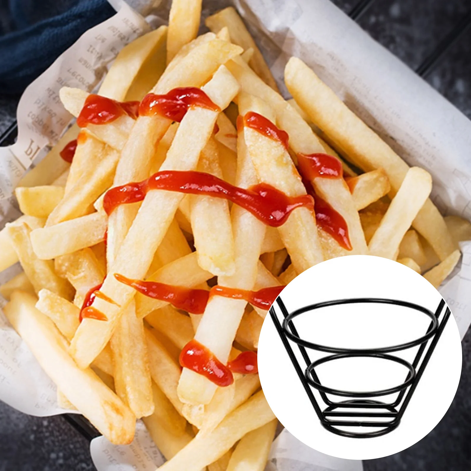 

Snack Bar Hotel Lightweight French Fries Basket Storage Stainless Steel Simple Chips Holder Durable