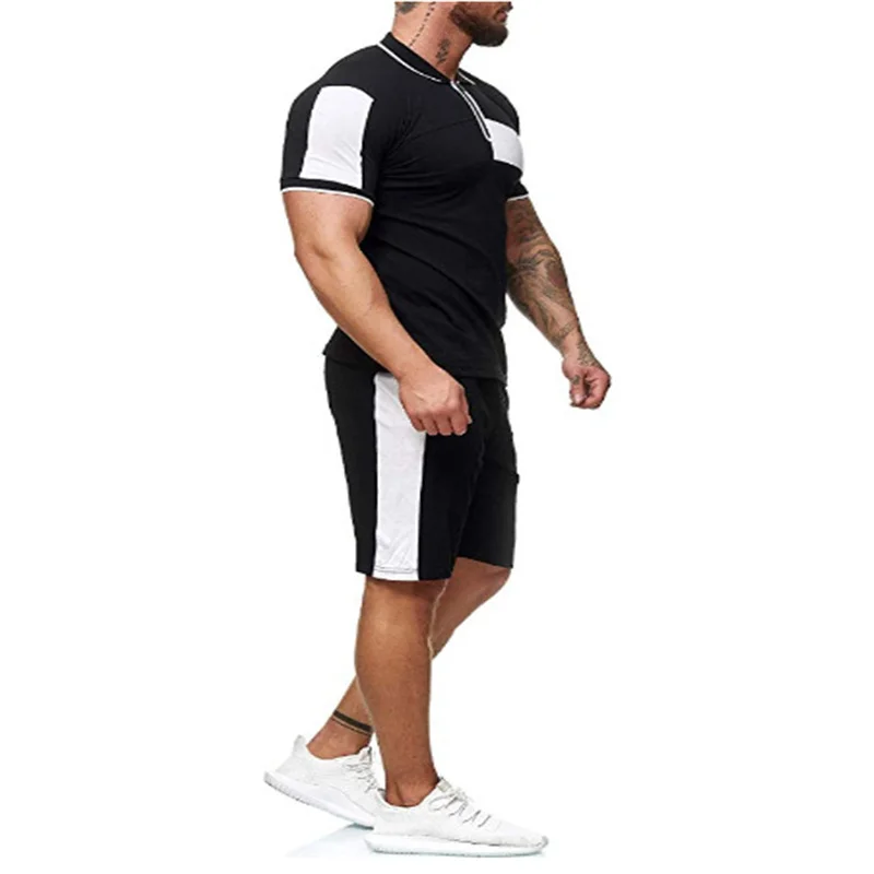 

2021 The new Summer Men Set Fitness Suit Sporting Suits Short Sleeve T Shirt + Shorts Quick Drying 2 Piece Joining Together Set