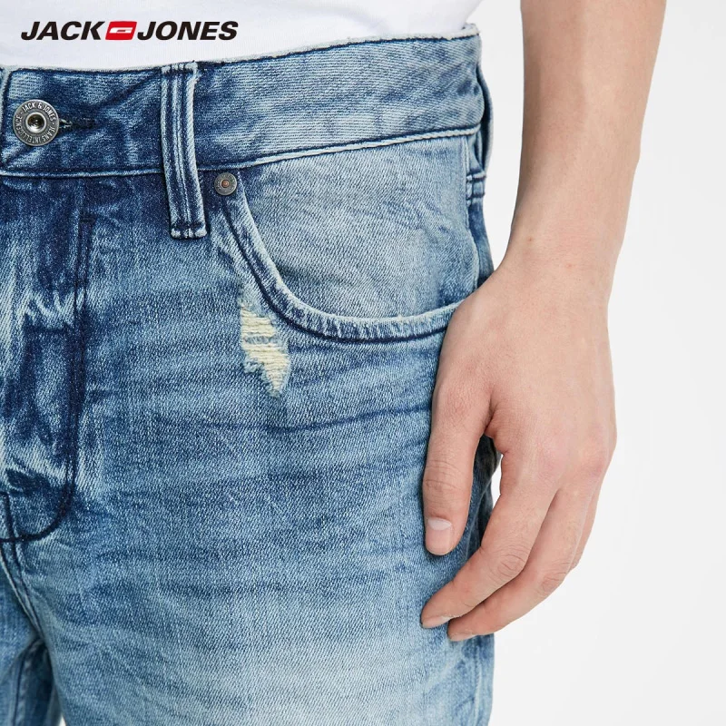 Мужские облегающие джинсы JackJones потертые рваные в 219132565 стиле|Мужские джинсы| |