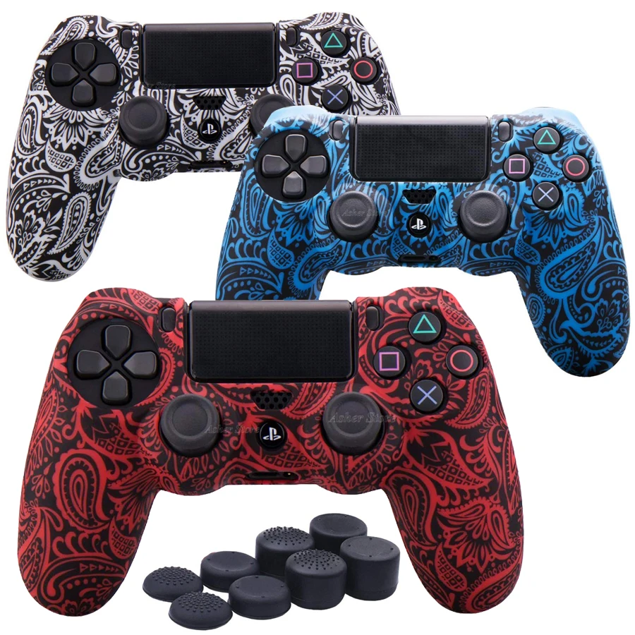 PS4/Slim/Pro Controller Silicone Cover Waterproof Printing Flowers Skin for Sony Playstation 4 PS 4 Dualshock 4 Accessories