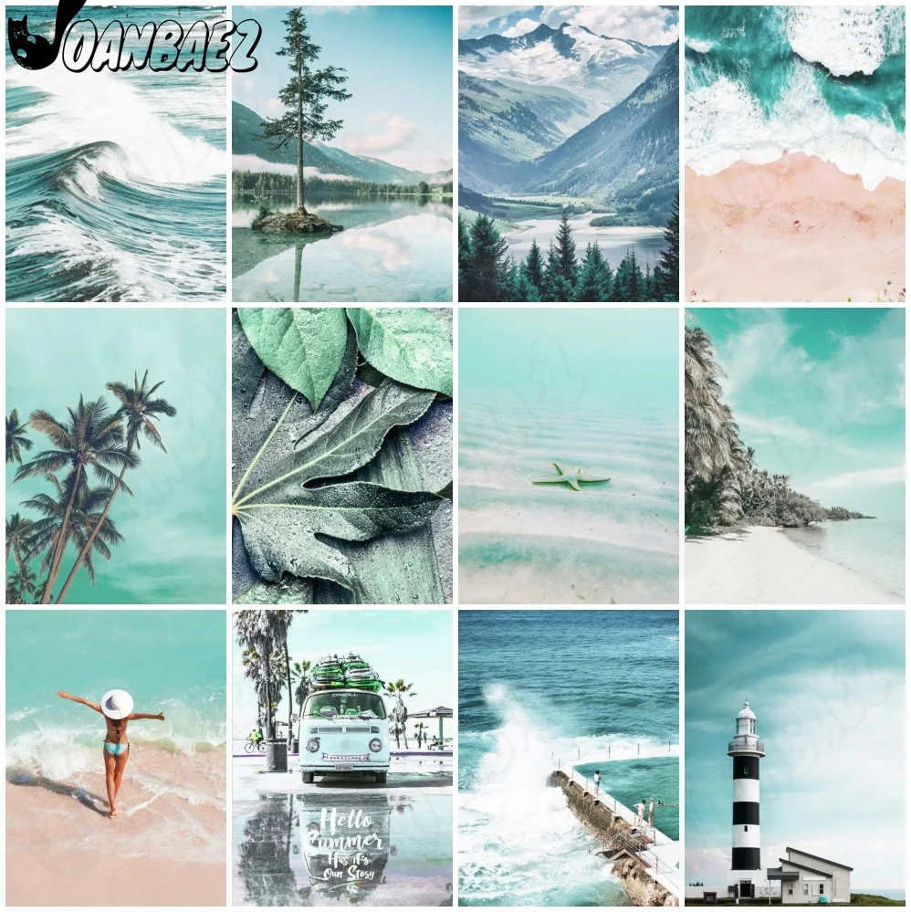 

Snow Mountain Seascape Diamond Painting 5D Diy Beach Coconut Tree Wall Art Sticker Diamond Embroidery Mosaic Inlaid Room Decor