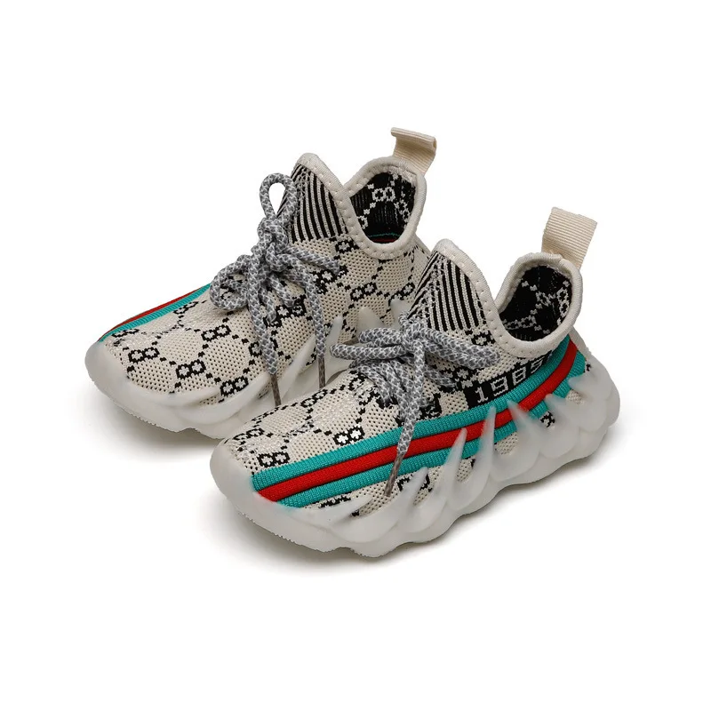 

2021 Summer Kids Boy Girl Shoes Casuals Slip-On Striped Round Toe Fashion Concise Flat Heels Air Mesh Breathable Sneakers