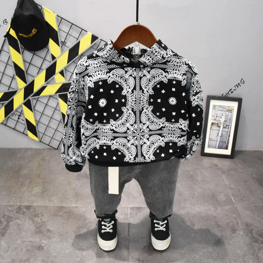 

Spring Autumn Baby Boy Clothes Sets 2pcs Long Sleeve Printing Hoodie Sweatshirt + Jeans Pants Casual Baby Clothes Sets 2-7years
