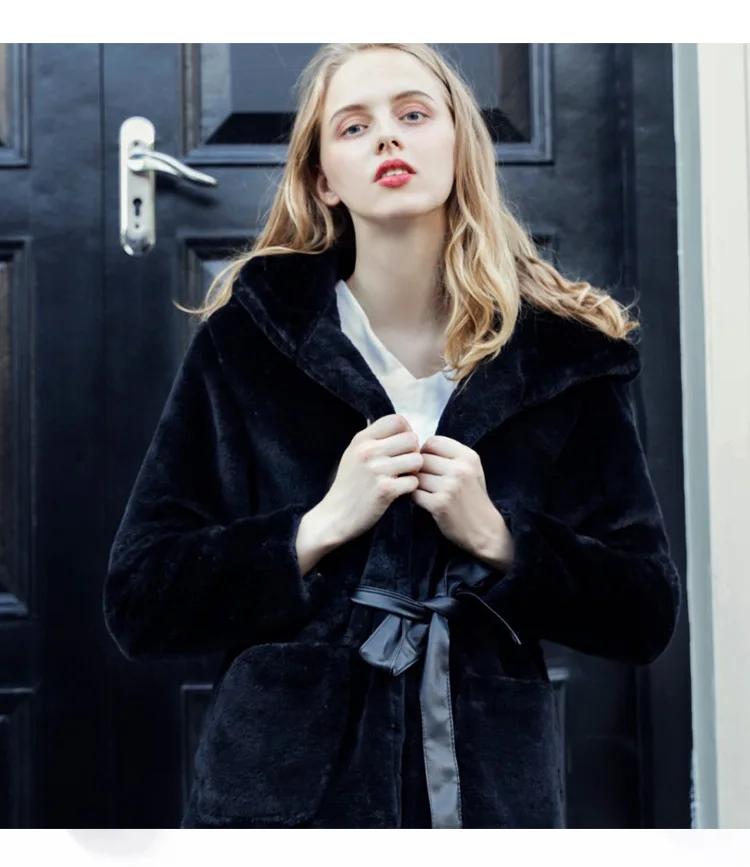 

Faux Fur Coat Plush Clothes Fashion Women's 2021 Autumn And Winter Warm Clothes Thickened V-neck Belt Belt Outerwear