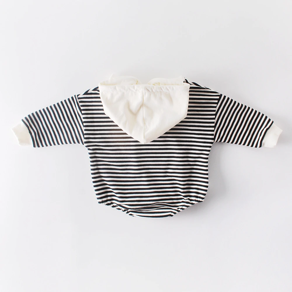 Комбинезон детский в полоску с капюшоном длинным рукавом | Детская одежда и обувь