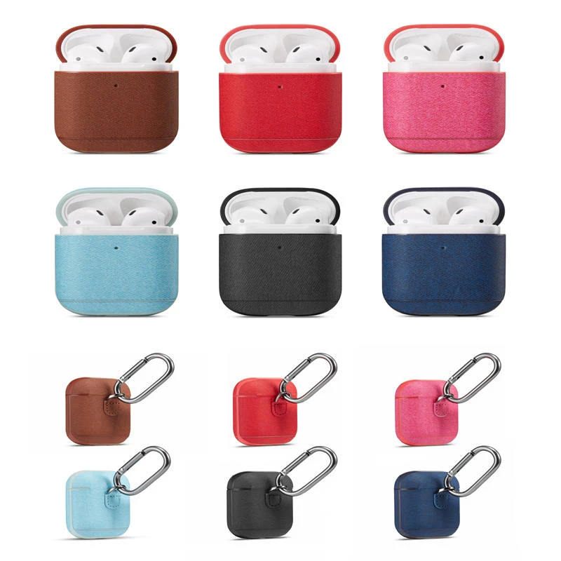Чехол для защиты беспроводных Bluetooth наушников Apple Airpods 2 с простой косой тканью