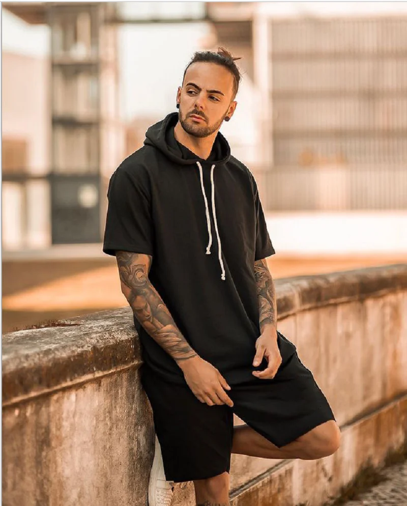 

2021 Fashion Hawaiian Print Short Sleeve Shirt Set Men's Beach Shorts Men's Daily Beach Shirt Hooded Short Sleeve Set Two-piece