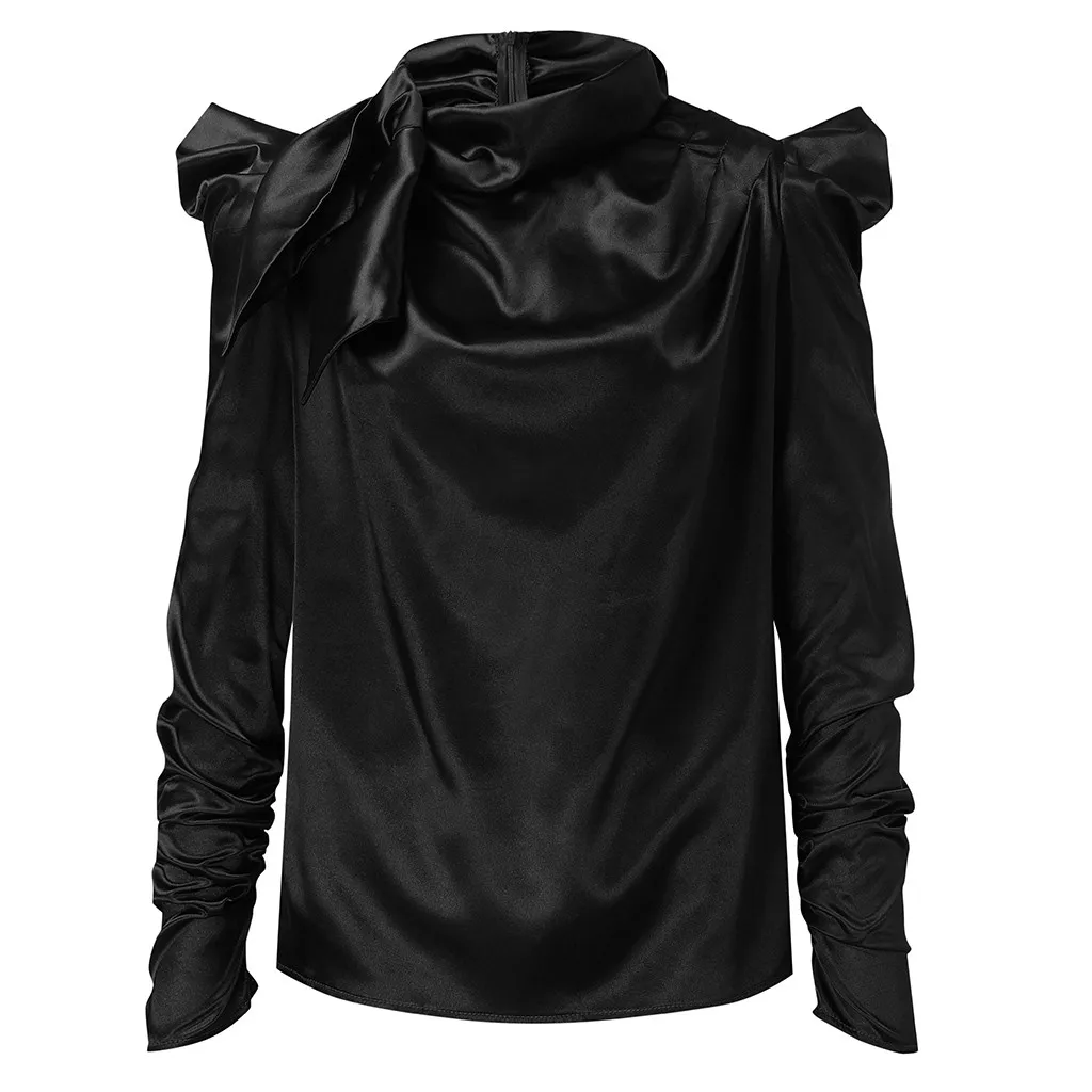 Модная повседневная женская блузка с О образным вырезом и длинным рукавом