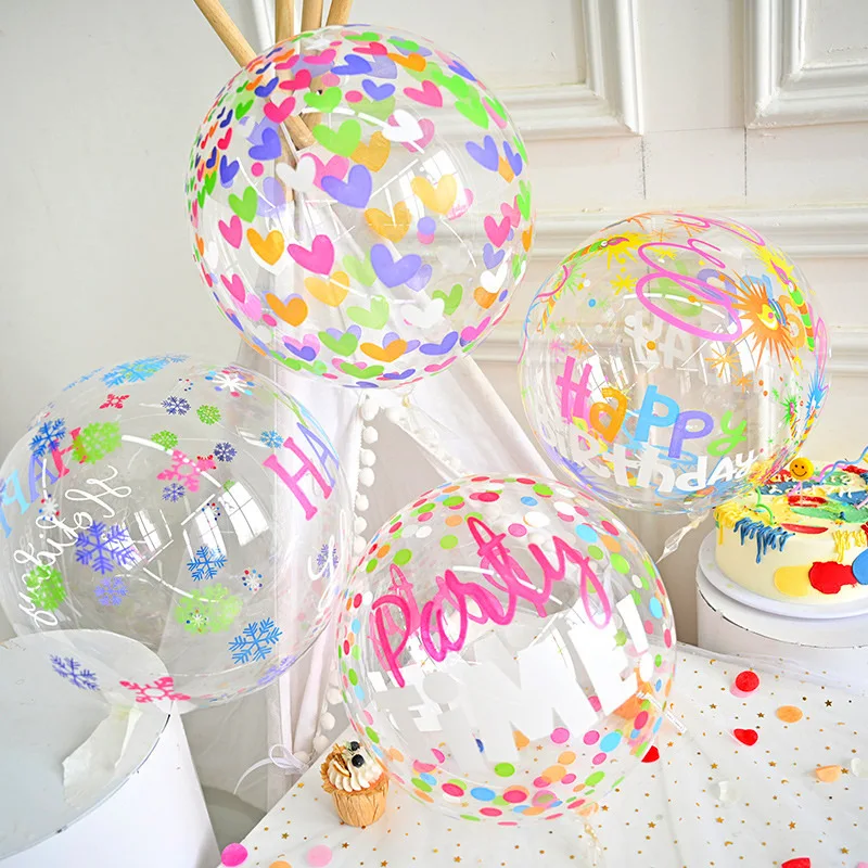 

20 Inch New Birthday Printing Bobo Ball Children's Birthday Party Color Balloon Decoration Party Scene Layout Explosion