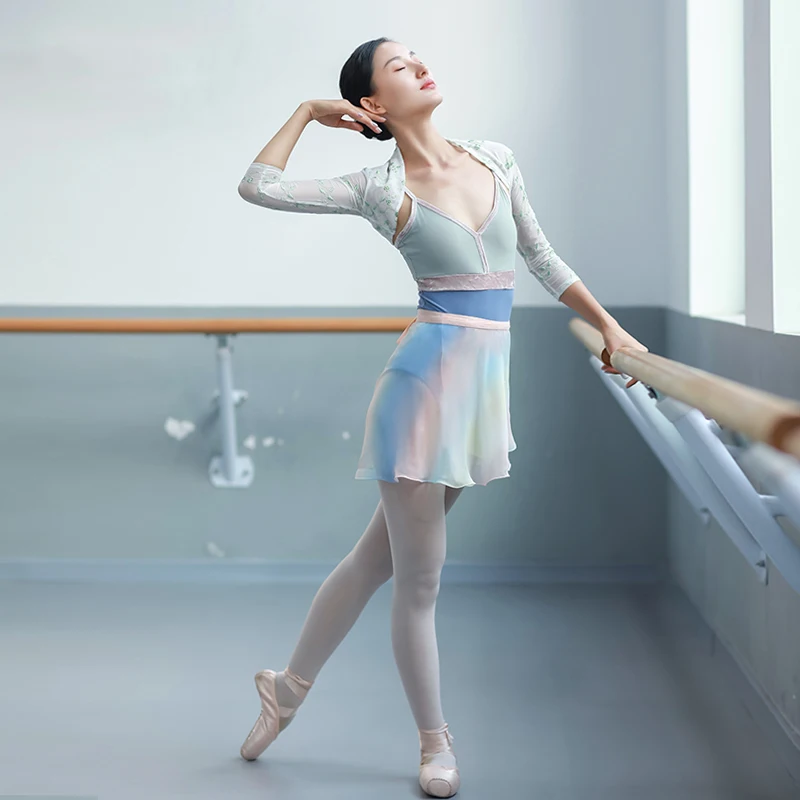 

2020 Adult Chiffon Ballet Dance Skirt Women Tutu Dance Costume Wrap Skirts Gymnastics Training Clothes Ballerina Stage Outfit