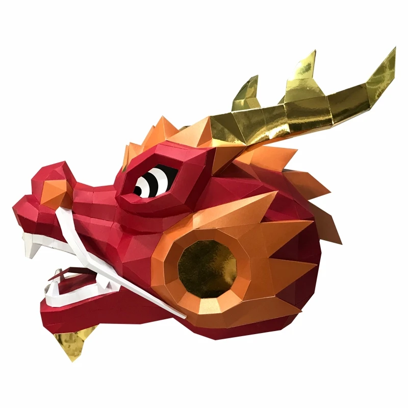 

Chinese Dragon Mask Head Cover DIY Three-Dimensional Handmade Origami Head Dance Cover Creative Photography Props