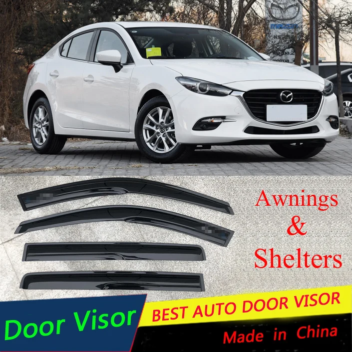 Для Mazda 3 AXELA Пластиковый оконный козырек Vent Shades Защита от солнца и дождя для