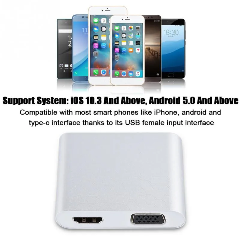 Адаптер видеоконвертера с USB/Micro USB на VGA HDMI адаптер цифровой HDTV док станция для