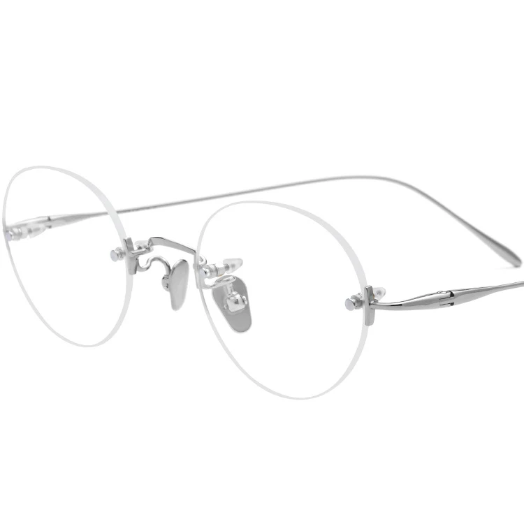 

Viodream Ultra light Pure Titanium Frameless Spectacles Unisex Rimless Glasses Retro round Myopia Optical Glasses Frame
