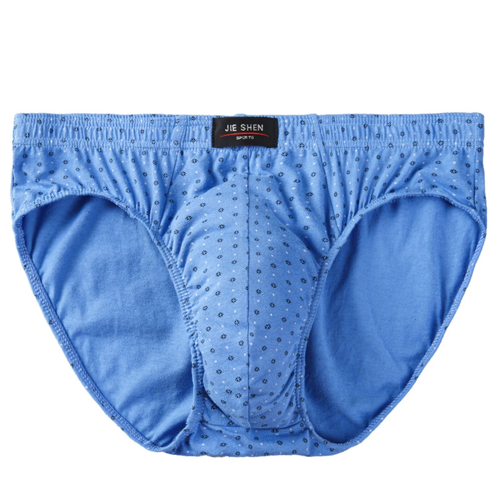 

Large Size Briefs Men Cotton Sexy Underwear Man Printed Soft Panties Comfortable Bulge Pouch Underpants Breathable Mesh Hole