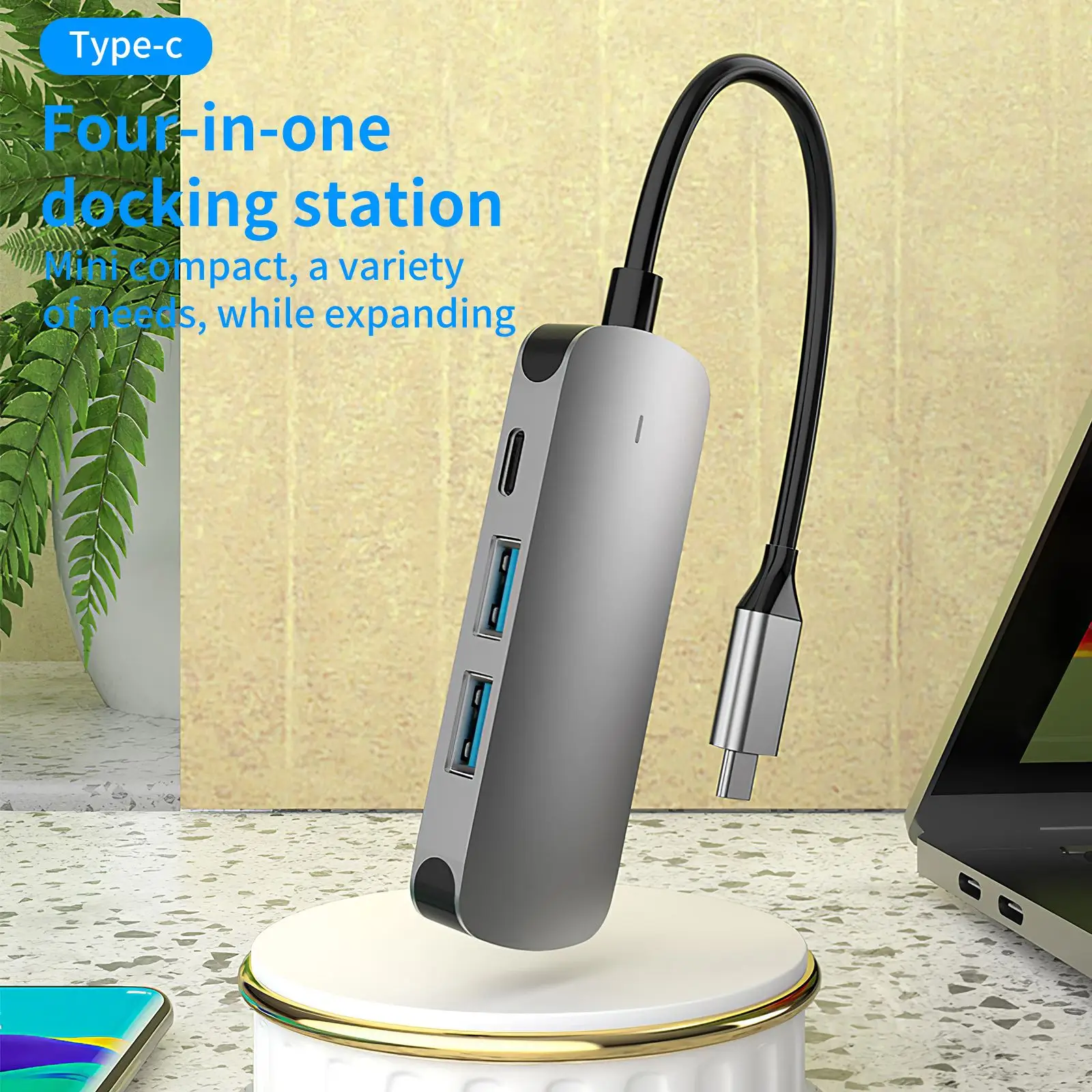 

USB C к HDMI-совместимый 4K Тип C HUB3.0 DP мультиконцентратор 4 в 1 Расширительная док-станция адаптер кардридер аудио видео для MacBook Pro OTG