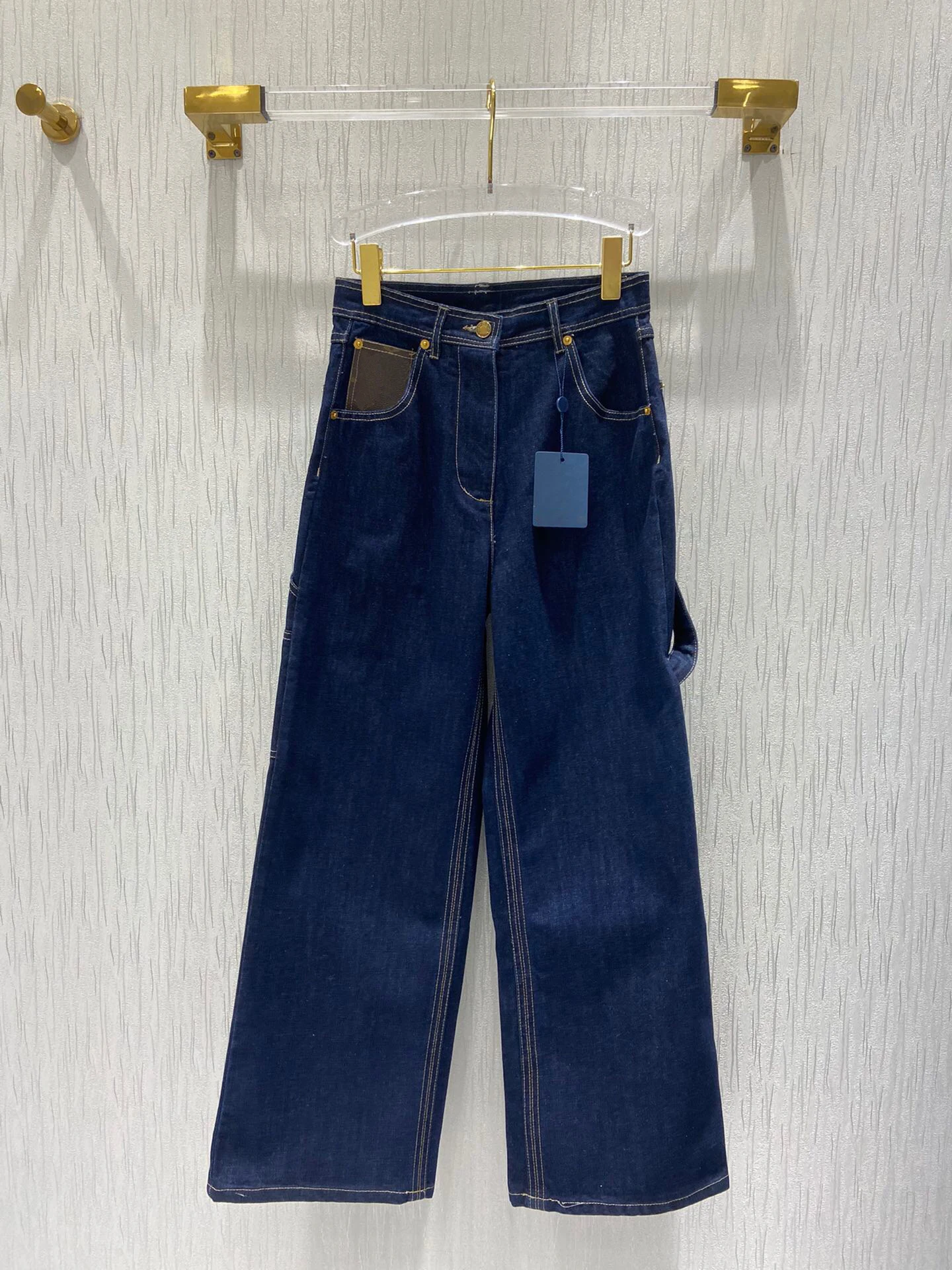 

2021 Spring Ready to Wear Luxury Design Wide Leg Mid Waist Cargo Street Style Denim Pants