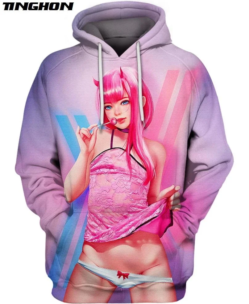 

XS-7XL New 3D Fashion Hoodies Sexy anime girl Zero Two Printed Sweatshirt/Hoodie Sweatshirt Unisex Casual Streetwear