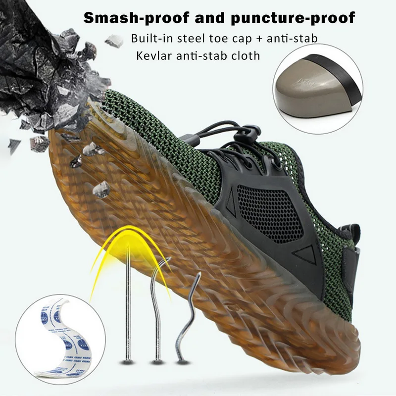 2020 новая дышащая сетчатая безопасная обувь мужской светильник кроссовки