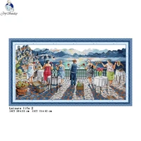 leisure life 2 cross stitch kit 11ct 14ct count and stamp needlework embroidery set diy home decoration painting christmas gift