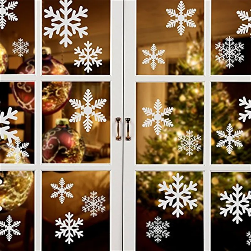 

27 pcs/lot snowflake electrostatic Stickers Glass Window Kids room Christmas Wall Stickers Home Decals Decoration New Year