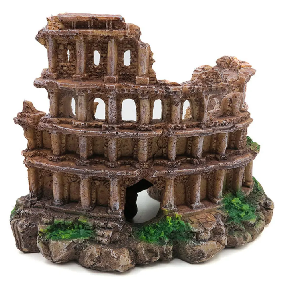 

1pc Ancient Roman Column Ornament Fish Tank Aquarium Resin Landscaping Decoration Resin Relics Craft European Castle Desktop Orn