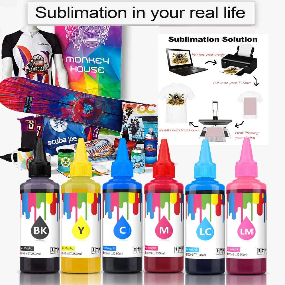 

6 color Universal Sublimation Ink for Epson Desktop Inkjet Printer Heat Transfer for Mug Cup TShirt clothe heat transfer ink