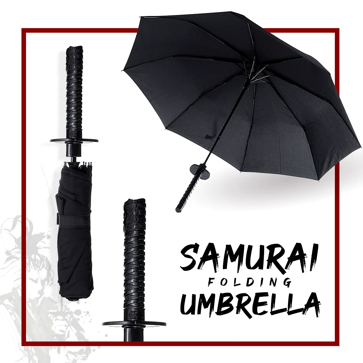 

Katana Shape Folding Umbrella Automatic Open Sword Handle Parasol Sun Rain Proof