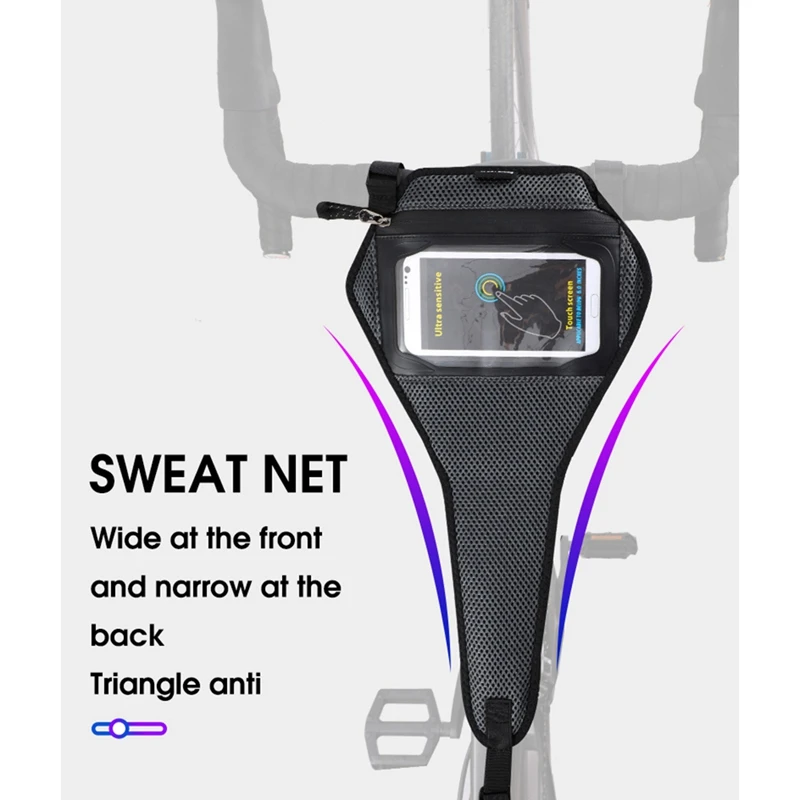 

WEST BIKING Bike Sweat Guard Bicycle Trainer Sweat Net with Phone Pouch Bike Sweat Catcher Net Sweat Protector for Cycling
