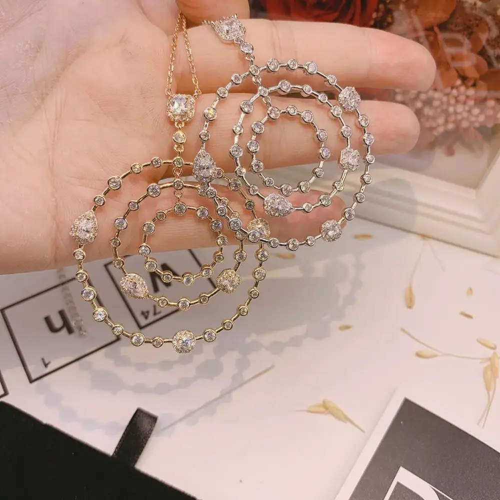 Hiневесты высокое качество круглые ожерелья подвески белый цвет кубический