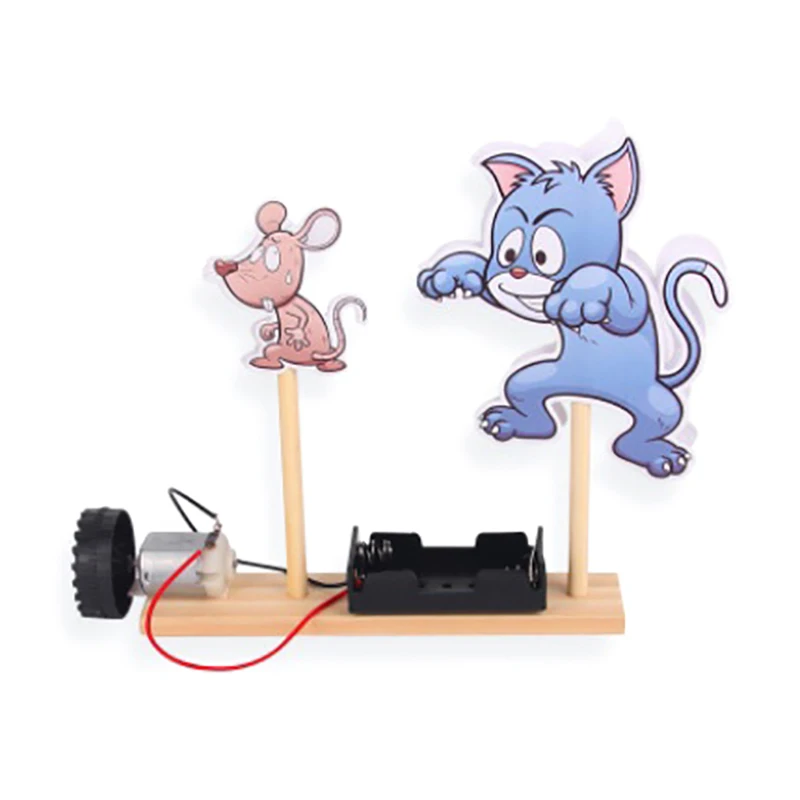 

Cat Chasing Mouse DIY Assembled Model Kits Kids Technology Science Experiment Classic Educational Assemble Toys