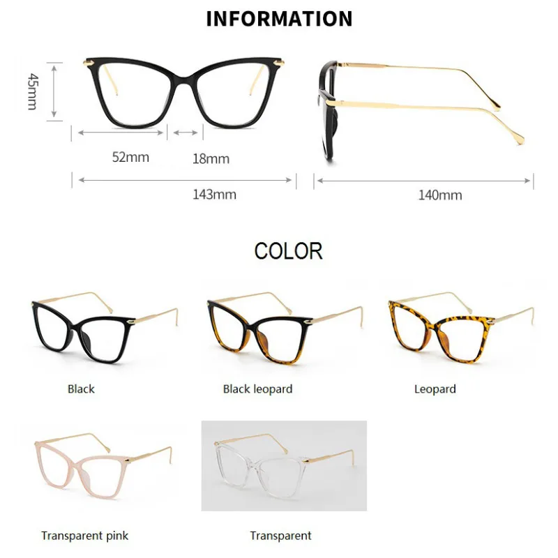 

2021 Cat Eye Glasses Clear Frame Women Fashion Transparent Myopia Optical Glasses Frame Cat Eyeglasses Frames female Spectacle