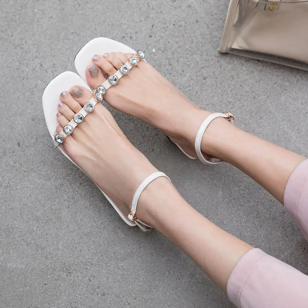 

KARINLUNA Classic Female 2020 Ankle Strap Sandals Open Toe Rhinestone High Heels Solid Women Sandals Brand Women Shoes