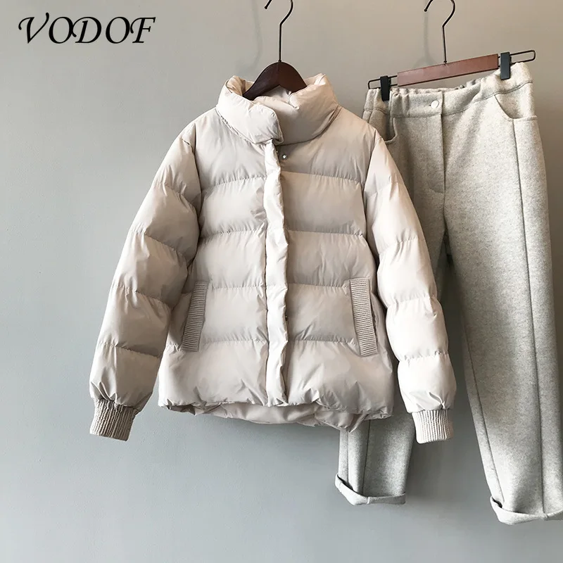 VODOF New Women Warm Parkas 2020 Autumn Winter Thick Hooded Zipper Black Outwear Female Causal Short Coats Loose Outwear