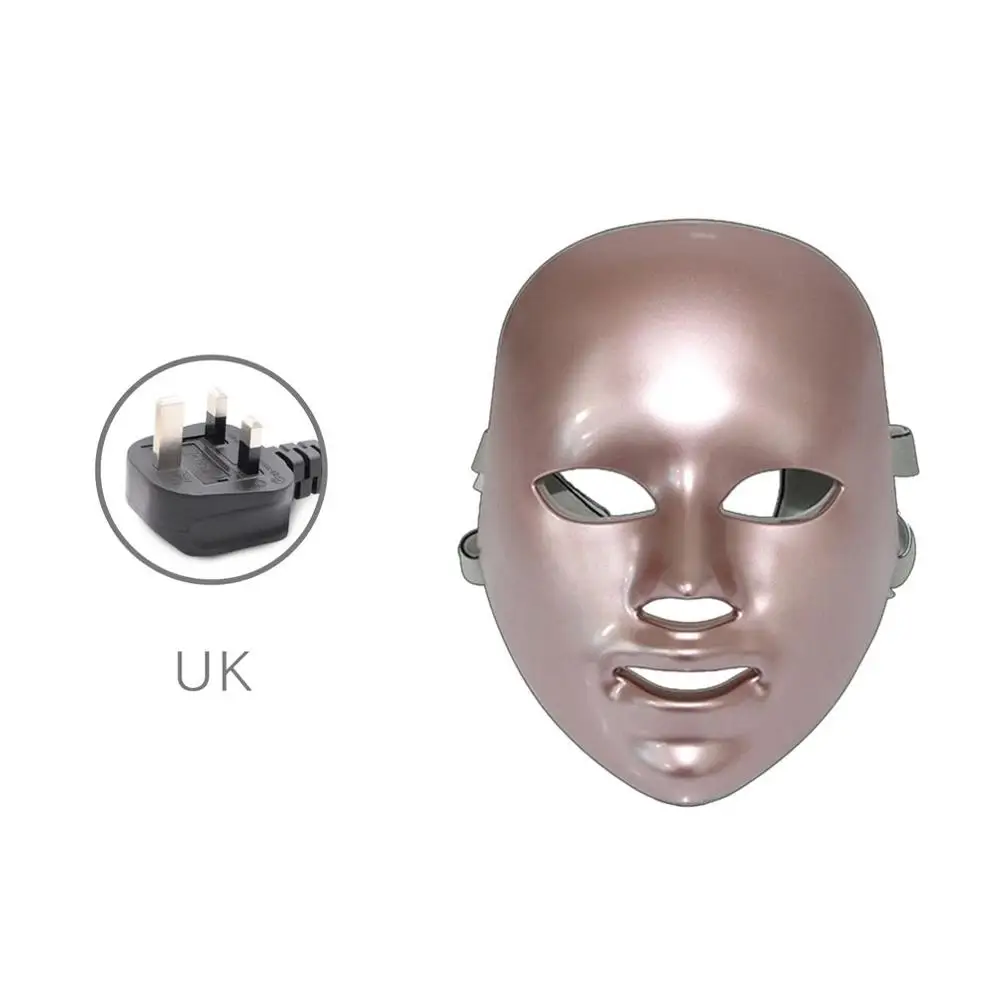 UK Plug СВЕТОДИОДНЫЙ Прибор для ухода за кожей лица, 7 цветов, фотоновое омоложение, удаление морщин и акне, маска для ухода за кожей лица, терапия, спектрометр - Цвет: UK Plug