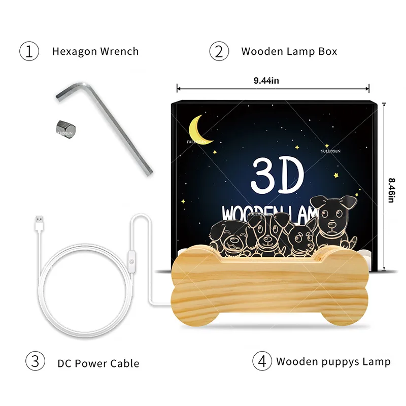 

3D Wooden Bone for dog LED Lamp Wood kid USB Desk Night Light Christianity Crucifix Crafts Table Lamps For Gift Home Decoration