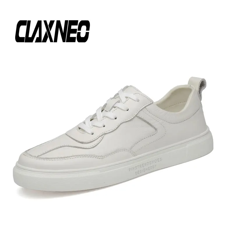 CLAXNEO мужские кожаные кроссовки модная белая повседневная обувь мужская для