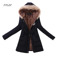 ftlzz new autumn winter women jacket cotton padded casual slim coat emboridery hooded parkas plus size 3xl wadded overcoat