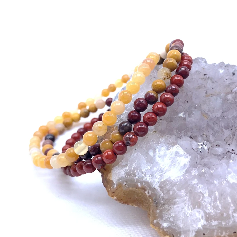 Набор браслетов из бусин и камня 4 мм круглые энергетические для девушек йоги