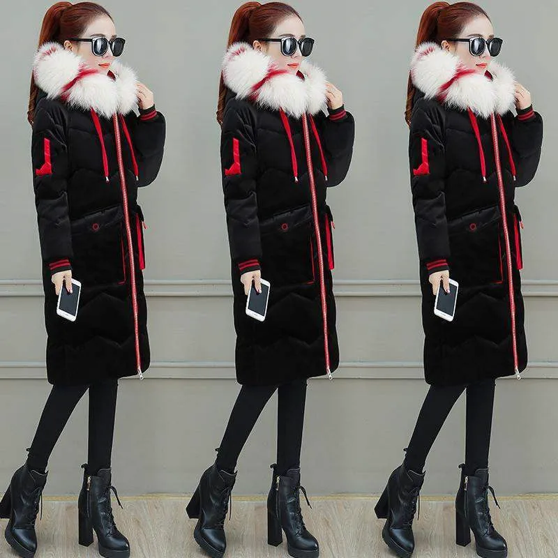 

2020 Women's Gold Velvet Cotton Coat Cotton-padded Clothes Woman Down Cotton Loose Fur Coat Winter Jacket Women Parka Plus Size