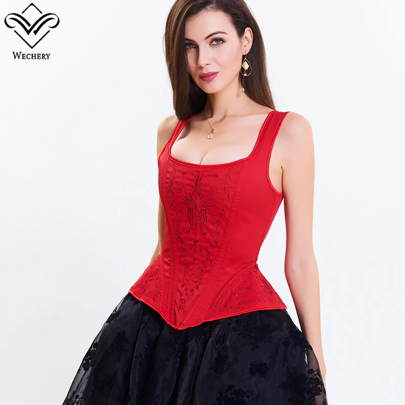 Корсет Wechery в стиле стимпанк сексуальные готические свадебные корсеты кружевной