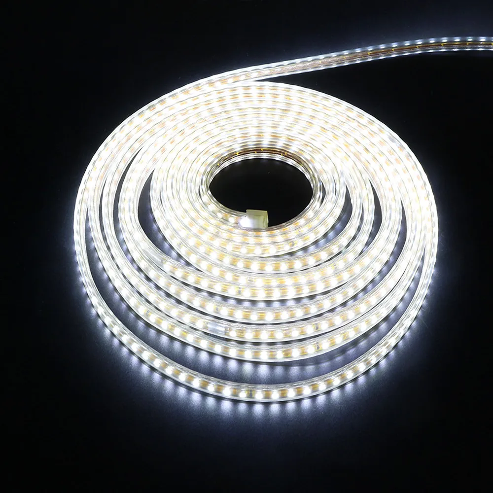 Холодный белый 220-240 В SMD 2835 гибкая светодиодная лента светильник 1 до 25 м с вилкой питания европейского стандарта холодный теплый белый синий 120 светодиодов/м водонепроницаемая светодиодная лента - Испускаемый цвет: Холодный белый