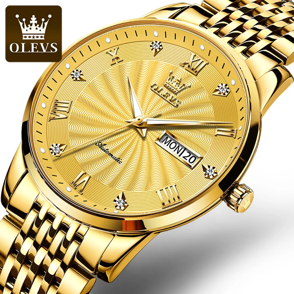

OLEVS Luxury Men Watch Stainless Steel Waterproof Date Mechanical Wristwatch Top Business Mens Watches Relogio Masculino