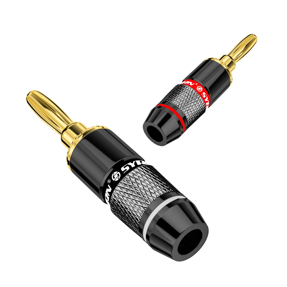 SYRNARN 10pcs/5 pairs Non Magneti Banana Plugs Audio 24K Gold Plated Copper Speaker plug Binding Post Terminal Connectors | Обустройство