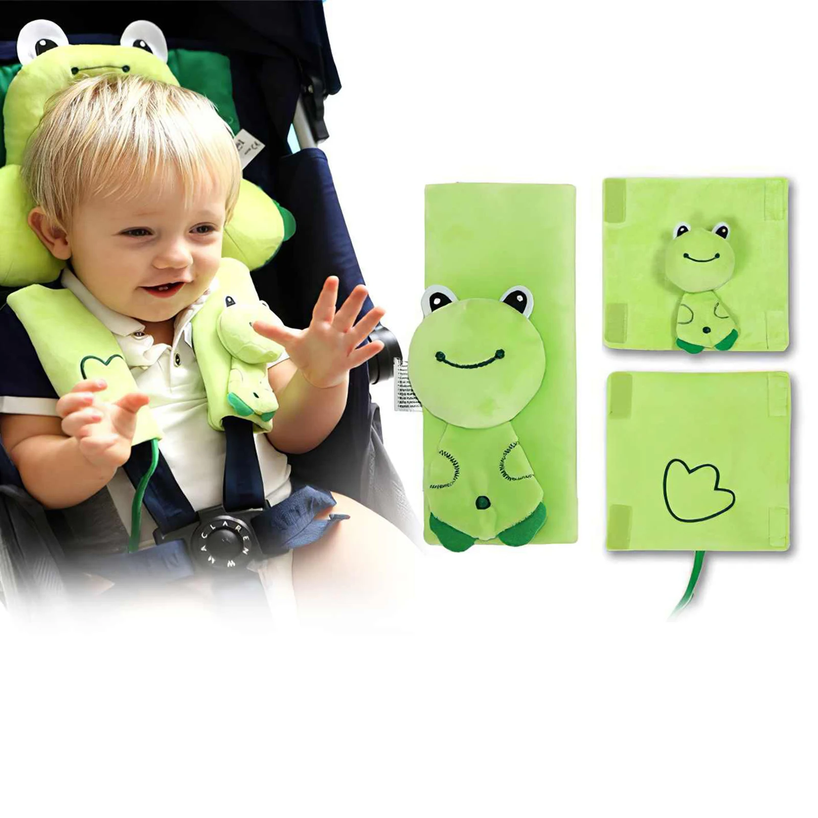 

Cartoon Green Cute Frog Soft Shoulder PAD Protector For Safety Belt Baby Dinner Chair Car Seat Safety Belt Stroller Accessories
