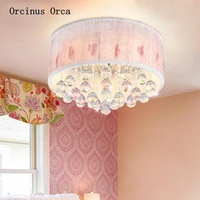 lace crystal led ceiling light princess room girl bedroom childrens room light romantic pink ceiling light free shipping
