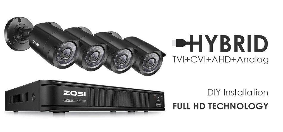ZOSI 8 канальный 720P камера безопасности Система 1080N DVR перезаказ с HD 1280TVL наружная CCTV купольная камера