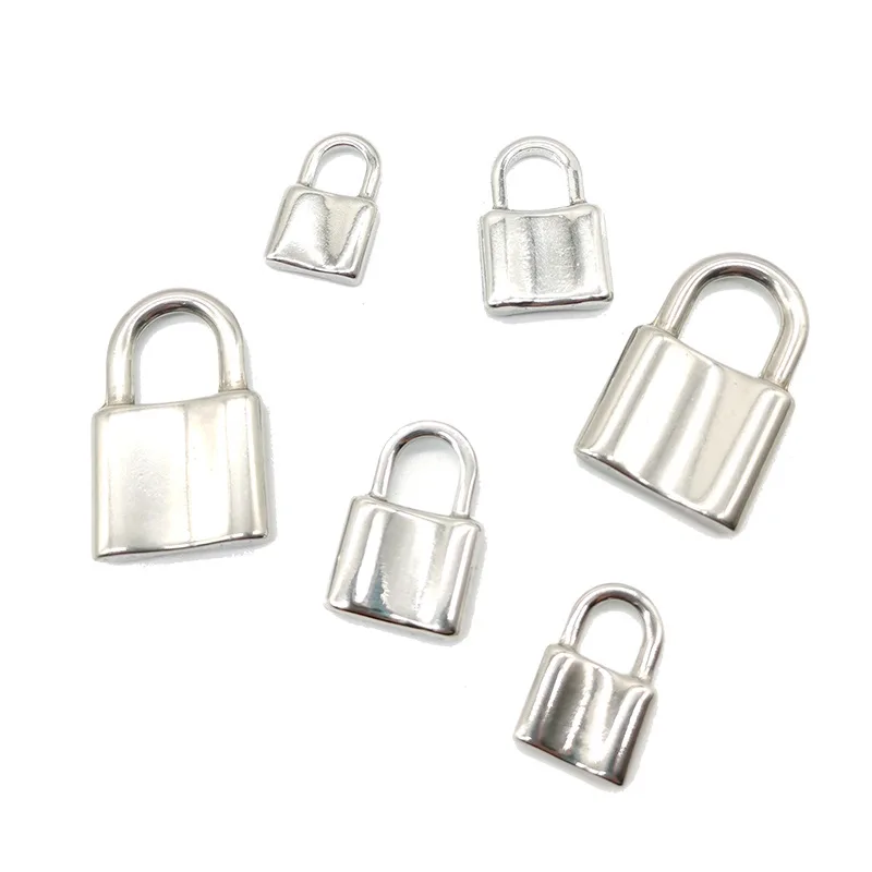 

2Pcs Stainless Steel Hip Hop Necklace Pendant DIY Accessories Locks Lock Bracelet Pendant